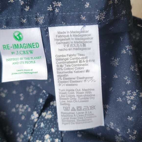 J.CREW NeW Navy White Floral Slim Untuck Long Sleeve Preppy Button Down Shirt M - Picture 4 of 6